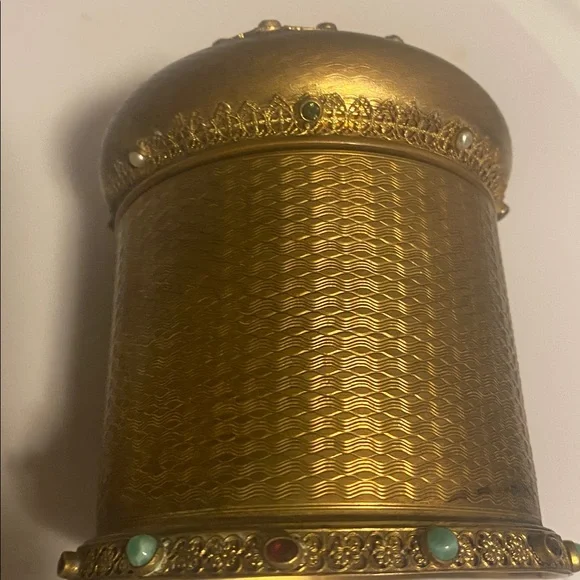Austrian Powder/Jewelry/Trinket Box W/Bronze Jeweled Lid by Josef Hoffmann 1905